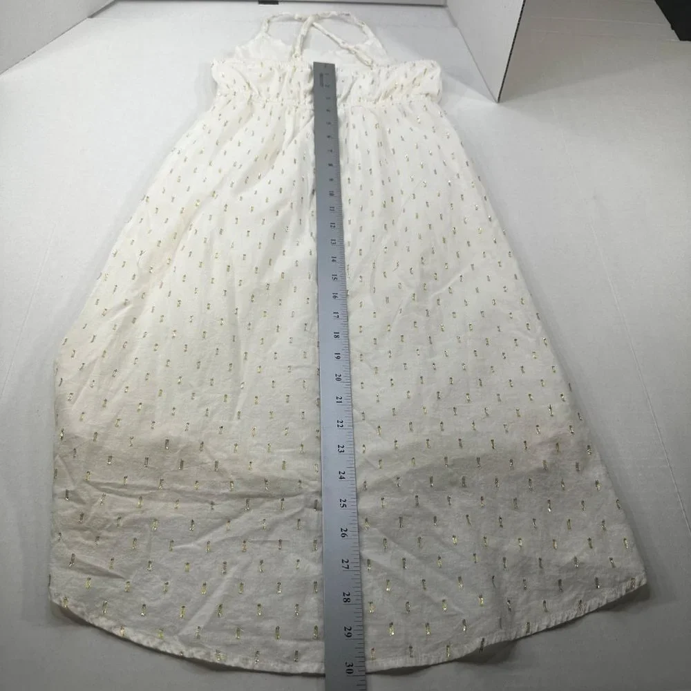 Old Navy Girls Size Medium 8 Dress Hi Low Cross Straps Back Lined Beige Preowned